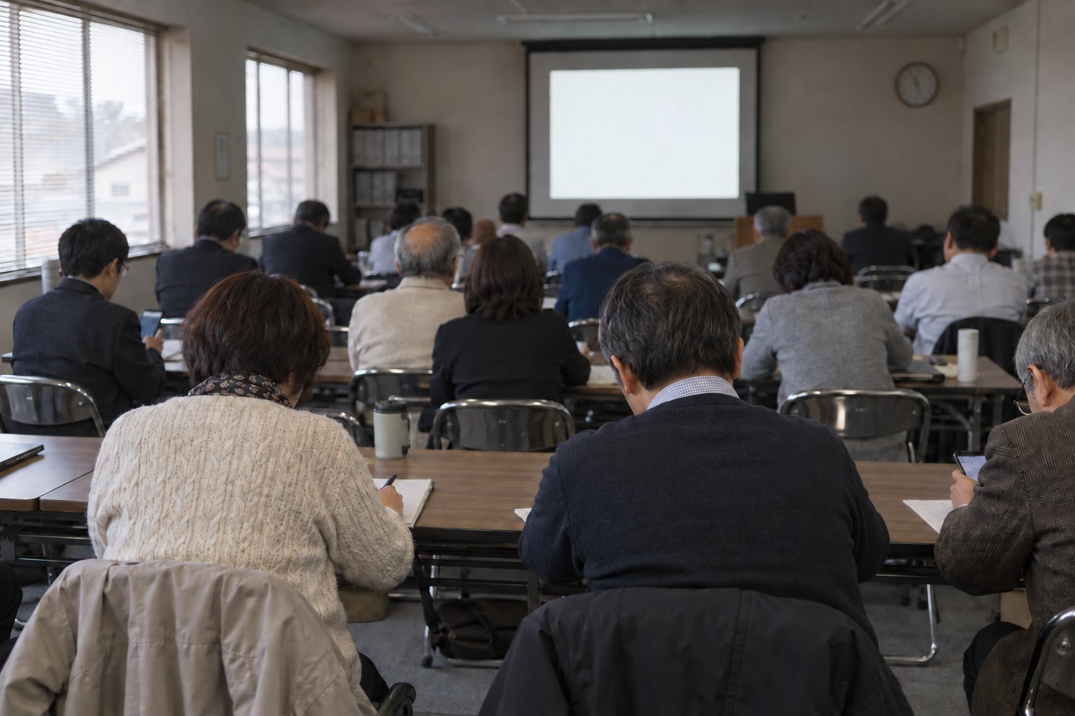 商工会議所の会議室で開かれた生成AI・SNS活用セミナーの会場を後ろから見た様子(イメージ)