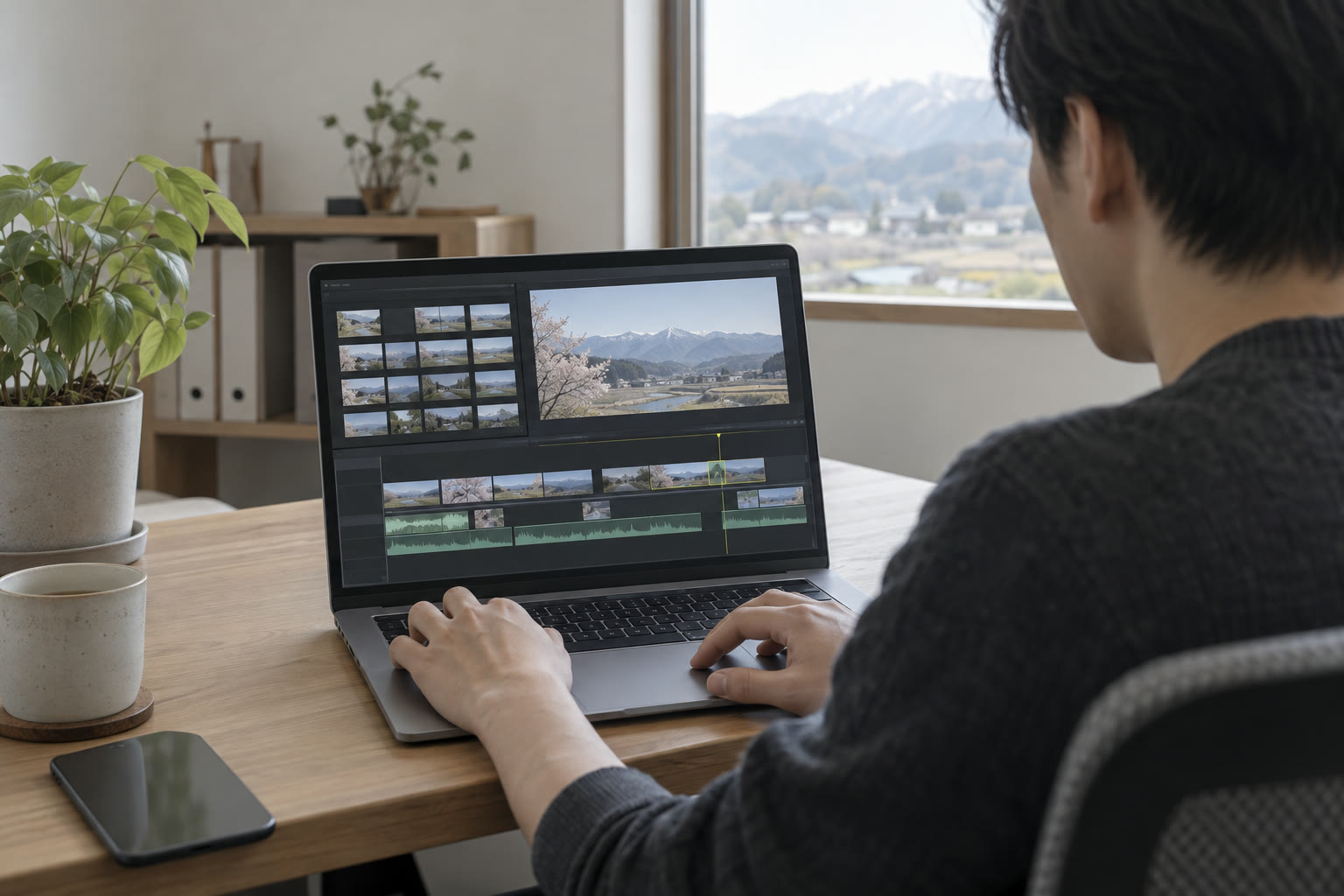 ノートパソコンで動画を編集する手元（イメージ）